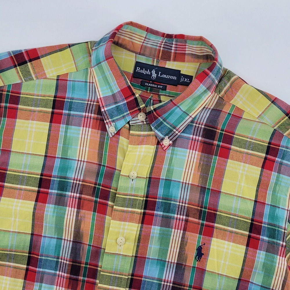 Ralph Lauren Button Down XL Multicolor Plaid Classic Fit Mens